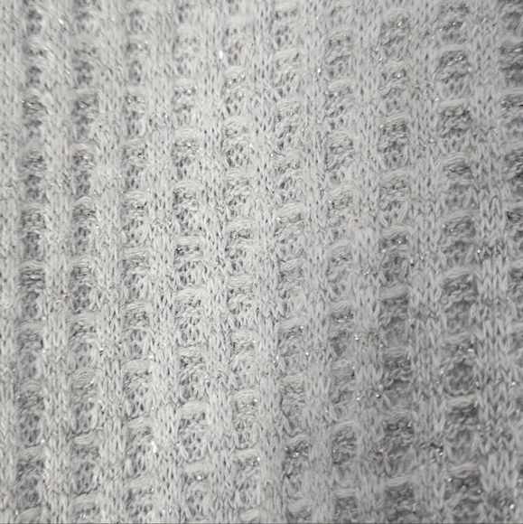 Velvet dove gray metallic sparkle V-neck thermal top Womens XSmall - Picture 7 of 7